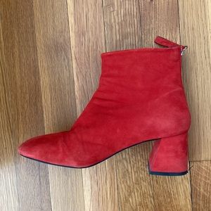 Topshop red suede boots, size 37, made in Spain, real leather outside and inside